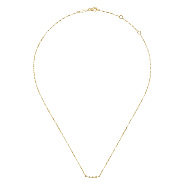 Gabriel & Co 14K Yellow Gold Diamond Stations Curved Bar Necklace – 0.05 Ctw Lusso Collection Image 2 Bradley's Jewelers Jacksonville, NC