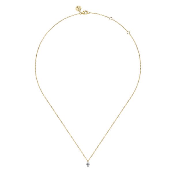 Gabriel & Co 14K Yellow & White Gold Diamond Cross Pendant Necklace – 0.03 Ctw Lusso Collection Image 2 Bradley's Jewelers Jacksonville, NC
