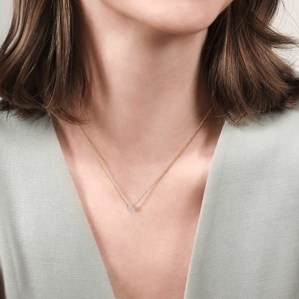 Gabriel & Co 14K White & Yellow Gold Diamond Heart Pendant Necklace – 0.06 Ctw Lusso Collection Image 3 Bradley's Jewelers Jacksonville, NC