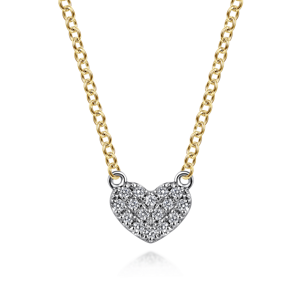 Gabriel & Co 14K White & Yellow Gold Diamond Heart Pendant Necklace – 0.06 Ctw Lusso Collection Bradley's Jewelers Jacksonville, NC