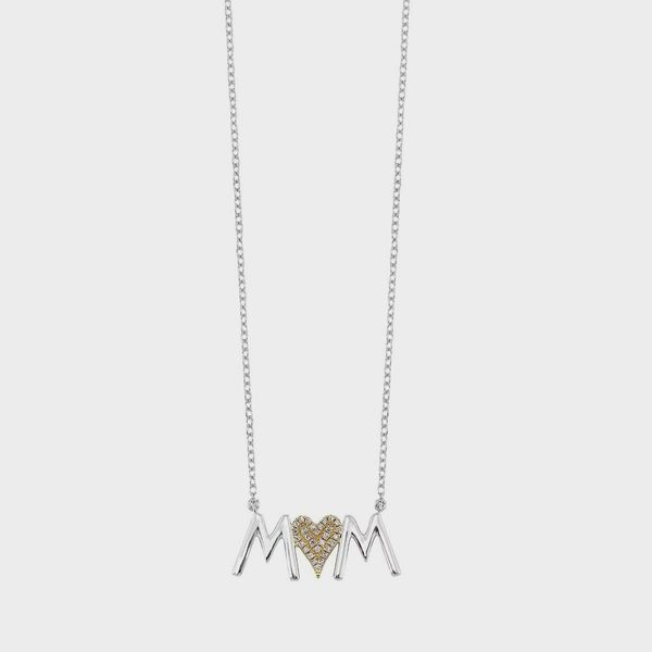Sterling Silver Diamond Heart Mom Pendant .08CTW Bradley's Jewelers Jacksonville, NC