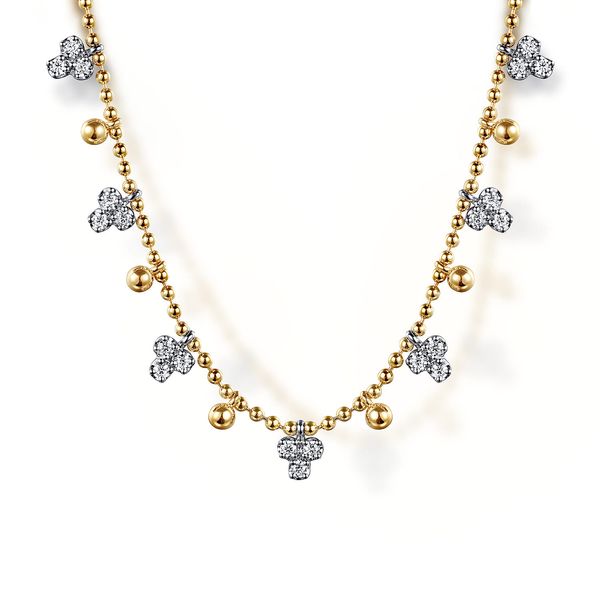 Gabriel & Co 14K White & Yellow Gold Diamond Necklace – Bujukan Collection Bradley's Jewelers Jacksonville, NC