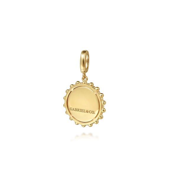 Gabriel & Co 14K Yellow Gold Diamond Round Enhancer Pendant Image 2 Bradley's Jewelers Jacksonville, NC