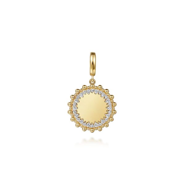 Gabriel & Co 14K Yellow Gold Diamond Round Enhancer Pendant Bradley's Jewelers Jacksonville, NC