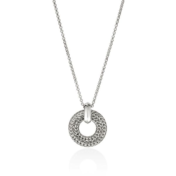 John Hardy Icon Link Diamond Round Pendant Necklace .21CTW Bradley's Jewelers Jacksonville, NC