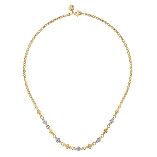 Gabriel & Co. Bujukan 14K Yellow Gold 0.43 CTW Diamond Clover Tennis Necklace Image 2 Bradley's Jewelers Jacksonville, NC