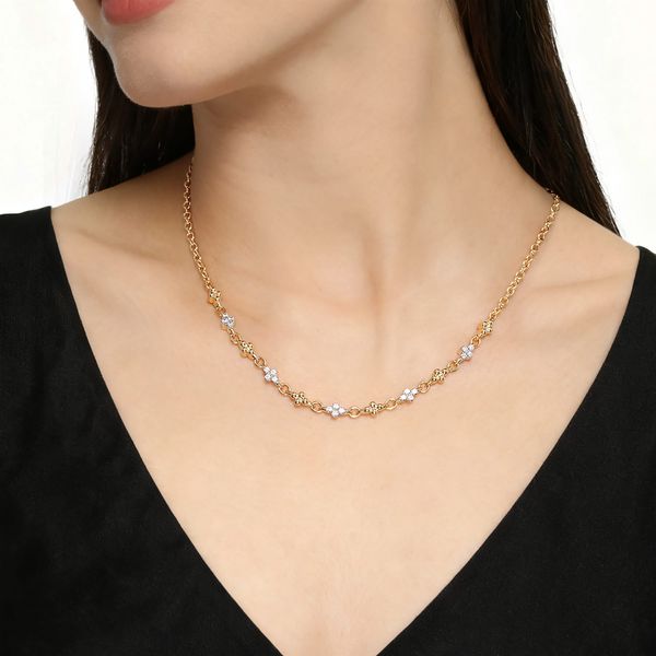 Gabriel & Co. Bujukan 14K Yellow Gold 0.43 CTW Diamond Clover Tennis Necklace Image 3 Bradley's Jewelers Jacksonville, NC