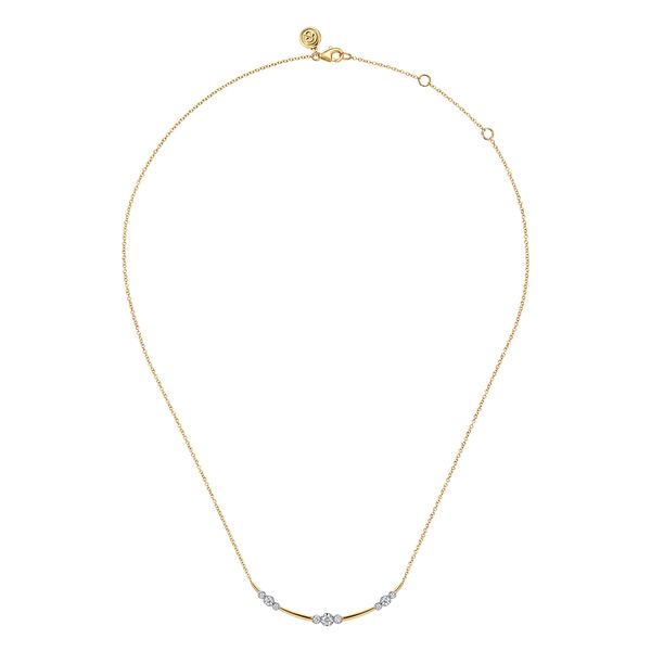 Gabriel & Co. Contemporary 14K Yellow Gold 0.34 CTW Diamond Station Bar Necklace Image 2 Bradley's Jewelers Jacksonville, NC
