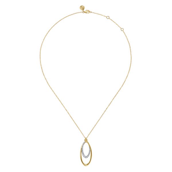 Gabriel & Co. Bujukan 14K White & Yellow Gold Clover Pendant Necklace with 0.26 CTW Diamonds Image 2 Bradley's Jewelers Jacksonville, NC