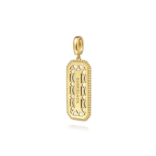 Gabriel & Co. 14K Yellow Gold Bujukan Diamond & White Mother of Pearl Medallion Pendant Image 2 Bradley's Jewelers Jacksonville, NC