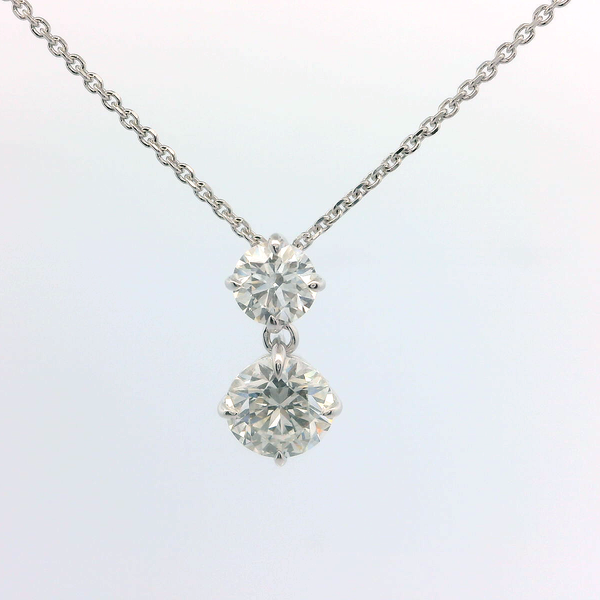 18K White Gold Double Drop Pendant with 1.01 Ctw Round Diamonds Bradley's Jewelers Jacksonville, NC