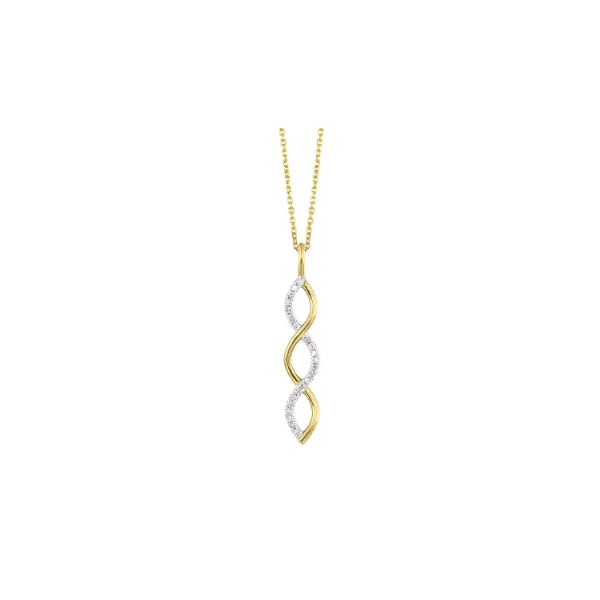 10K Yellow Gold Twisted Diamond Pendant 0.08 CTW Bradley's Jewelers Jacksonville, NC