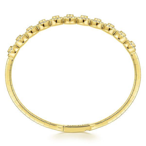 Gabriel & Co Yellow 14K Bujukan Halo Diamond Station Bangle – 1.00 Ctw, Length 6.25 Image 3 Bradley's Jewelers Jacksonville, NC
