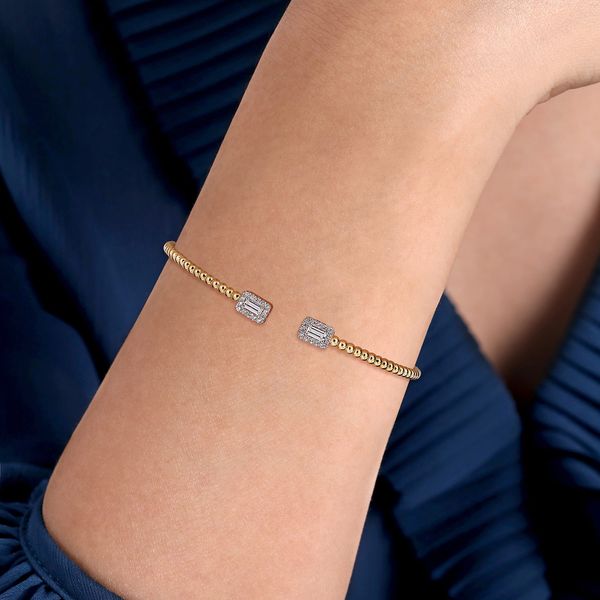 Gabriel & Co 14K Yellow Gold Diamond Bangle – Bujukan Collection, Size 5.5 Image 4 Bradley's Jewelers Jacksonville, NC
