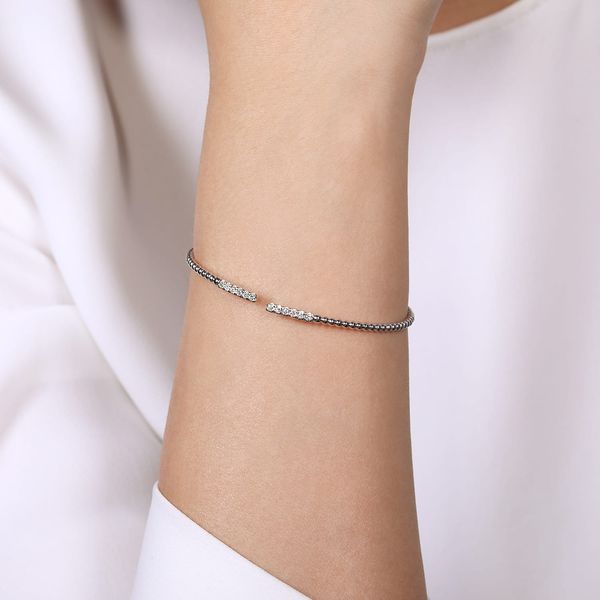 Gabriel & Co 14K White Gold Diamond Bangle – Bujukan Collection, Size 5.5 Image 4 Bradley's Jewelers Jacksonville, NC