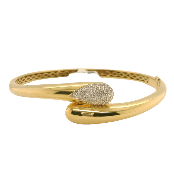 Yellow 14K Gold Diamond Bangle Bracelet 0.40Ctw Round Diamonds 55 Stones Bradley's Jewelers Jacksonville, NC