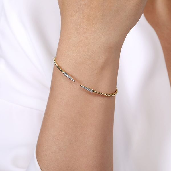 Gabriel & Co 14K Yellow Gold Diamond Bangle – Bujukan Collection, Size 5.5 Image 3 Bradley's Jewelers Jacksonville, NC