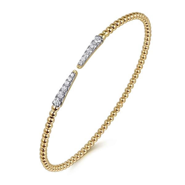 Gabriel & Co 14K Yellow Gold Diamond Bangle – Bujukan Collection, Size 5.5 Image 4 Bradley's Jewelers Jacksonville, NC