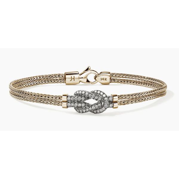 John Hardy Love Knot Gold Diamond Pave Double Row Bracelet .30CTW Bradley's Jewelers Jacksonville, NC
