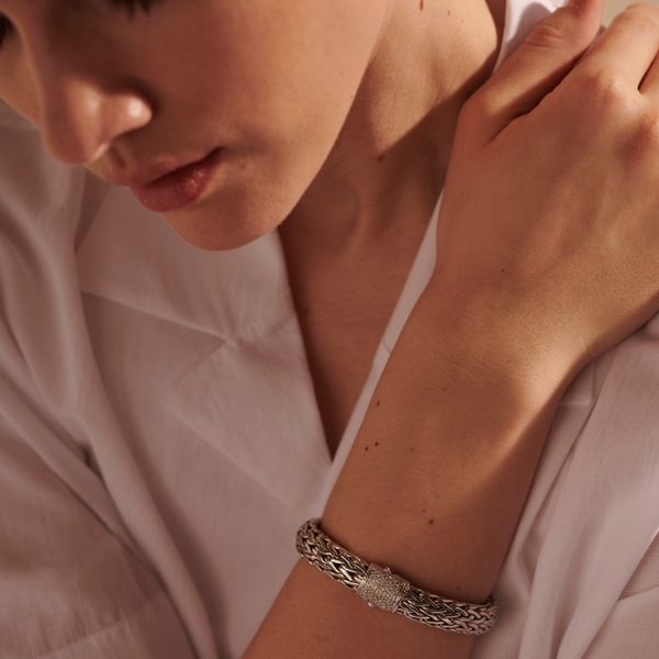 John Hardy Icon Silver Diamond Pave Large Bracelet .54CTW Image 4 Bradley's Jewelers Jacksonville, NC