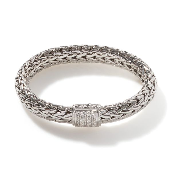 John Hardy Icon Silver Diamond Pave Large Bracelet .54CTW Bradley's Jewelers Jacksonville, NC