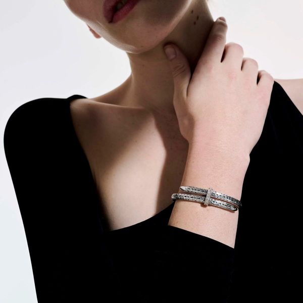 John Hardy Spear Diamond Pave Flex Cuff Bracelet in Sterling Silver | Bradley's Jewelers Image 4 Bradley's Jewelers Jacksonville, NC