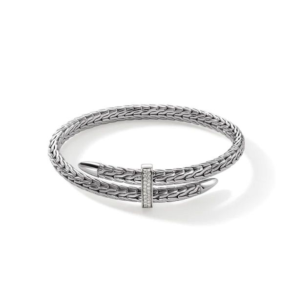 John Hardy Spear Diamond Pave Flex Cuff Bracelet in Sterling Silver | Bradley's Jewelers Bradley's Jewelers Jacksonville, NC