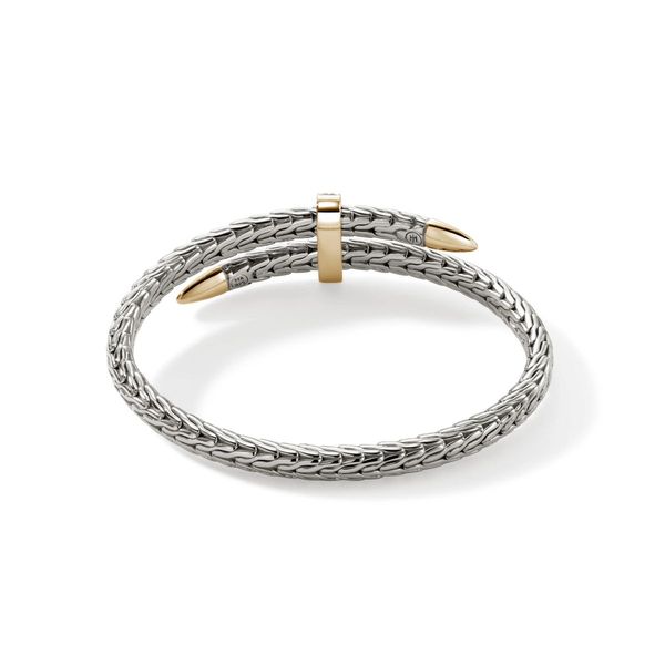 John Hardy Spear Gold and Silver Diamond Pave Flex Cuff .24CTW Image 3 Bradley's Jewelers Jacksonville, NC