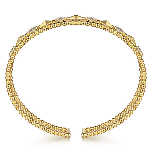 Gabriel & Co 14K Yellow Gold Diamond Bujukan Cluster Cuff Bangle – Length 6.25 Image 3 Bradley's Jewelers Jacksonville, NC