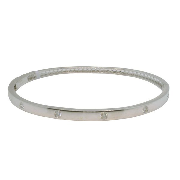 14K White Gold Diamond Bangle Bracelet 6.5