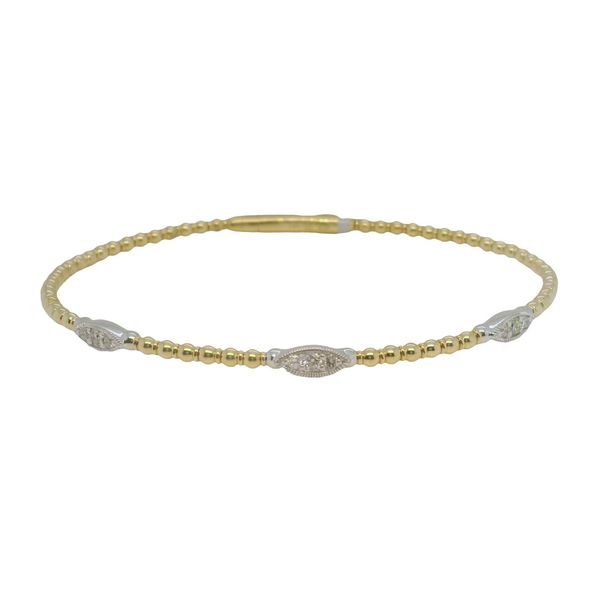 14K Two-Tone Gold Diamond Bangle Bracelet 6.75
