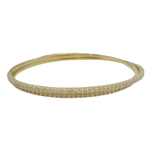 Yellow 14K Gold Diamond Bangle Bracelet 1.71Tw Round Diamonds 6.75 Inch Bradley's Jewelers Jacksonville, NC