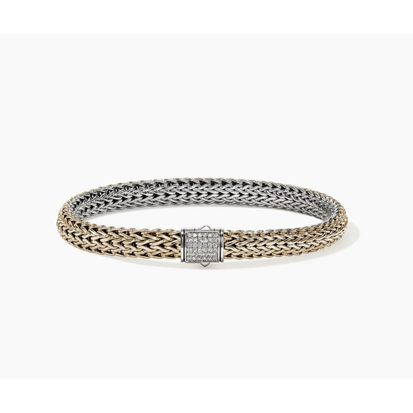John Hardy Icon Gold and Silver Diamond Pave Reversible Bracelet 5MM Bradley's Jewelers Jacksonville, NC