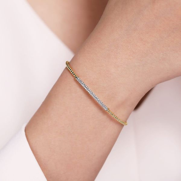 Gabriel & Co 14K Yellow Gold Diamond Bangle – Bujukan Collection, Size 5.5 Image 4 Bradley's Jewelers Jacksonville, NC