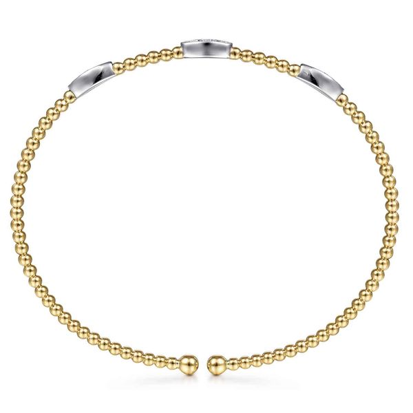 Gabriel & Co 14K White & Yellow Gold Diamond Marquise Station Bangle – Bujukan Collection, Size 5.75 Image 3 Bradley's Jewelers Jacksonville, NC