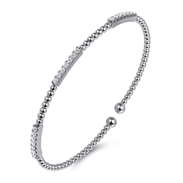 Gabriel & Co 14K White Gold Bujukan Diamond Station Bangle – Bujukan Collection Image 2 Bradley's Jewelers Jacksonville, NC