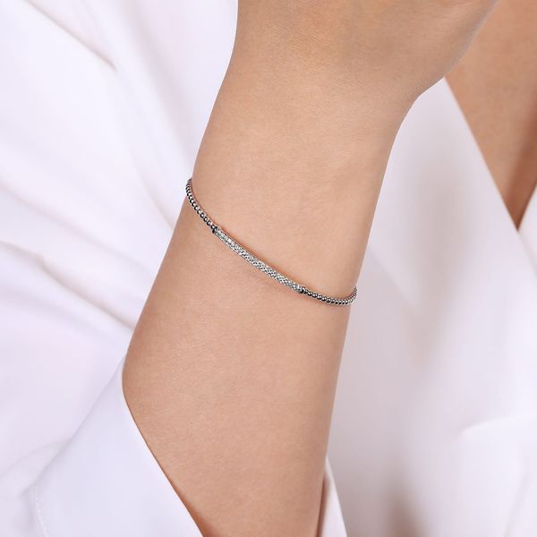 Gabriel & Co 14K White Gold Diamond Bangle – Bujukan Collection, Size 5.5 Image 4 Bradley's Jewelers Jacksonville, NC