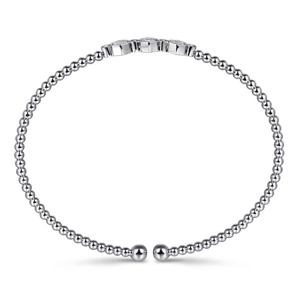Gabriel & Co 14K White Gold Bujukan Bead & Hexagon Cluster Diamond Bangle – Bujukan Collection, Size 5.75 Image 3 Bradley's Jewelers Jacksonville, NC
