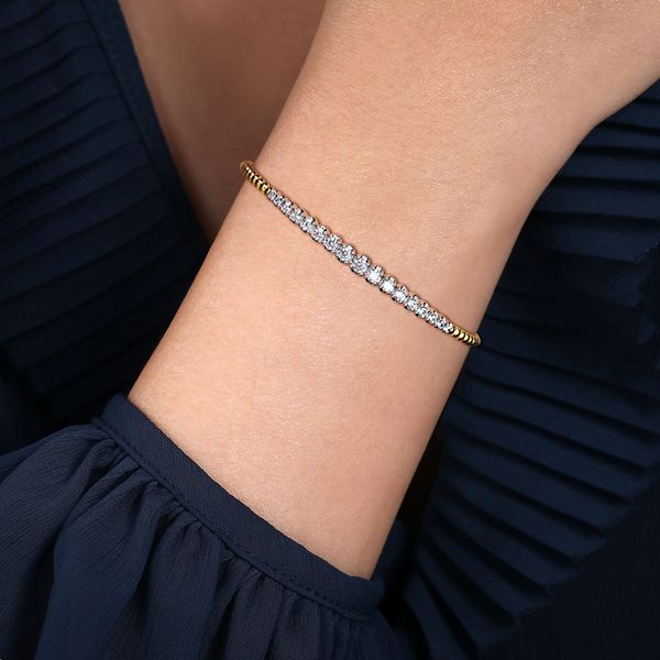 Gabriel & Co 14K White & Yellow Gold Diamond Bangle – Bujukan Collection Image 4 Bradley's Jewelers Jacksonville, NC