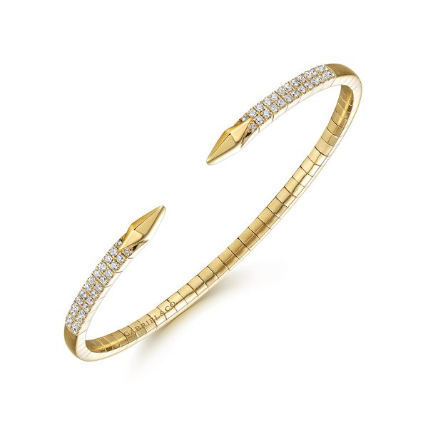 Gabriel & Co 14K Yellow Gold Split Diamond Spear Bangle – Kaslique Collection Image 2 Bradley's Jewelers Jacksonville, NC