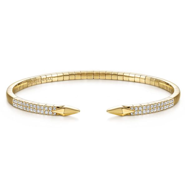 Gabriel & Co 14K Yellow Gold Split Diamond Spear Bangle – Kaslique Collection Bradley's Jewelers Jacksonville, NC
