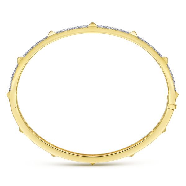 Gabriel & Co 14K Yellow Gold Pave Diamond Bangle with Pyramid Stations – Kaslique Collection Image 3 Bradley's Jewelers Jacksonville, NC