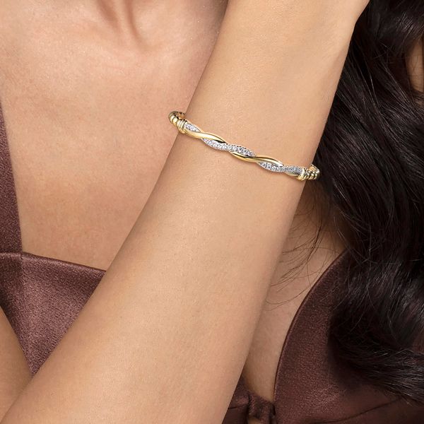 Gabriel & Co 14K Yellow Gold Diamond Bangle – Bujukan Collection Image 4 Bradley's Jewelers Jacksonville, NC