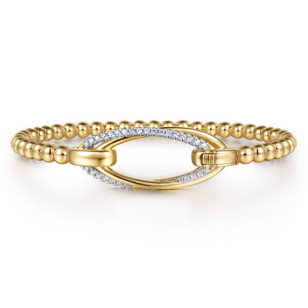 Gabriel & Co 14K Yellow Gold Bujukan & Diamond Interlocking Oval Split Bangle – Bujukan Collection Bradley's Jewelers Jacksonville, NC