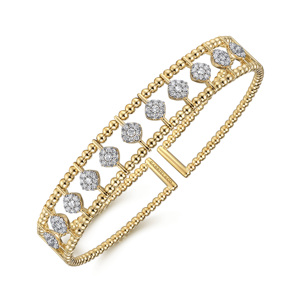 Gabriel & Co 14K Yellow Gold Diamond Cuff Bangle – Size 5.75 Image 2 Bradley's Jewelers Jacksonville, NC