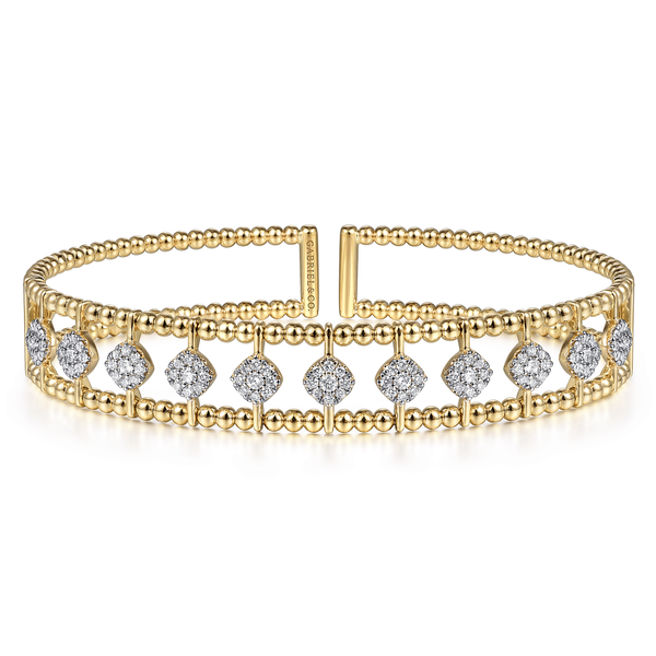 Gabriel & Co 14K Yellow Gold Diamond Cuff Bangle – Size 5.75 Bradley's Jewelers Jacksonville, NC