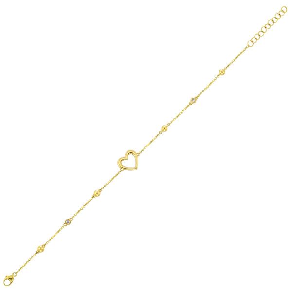 14K Yellow Gold Diamond Heart Station Bracelet 0.05 CTW Image 2 Bradley's Jewelers Jacksonville, NC