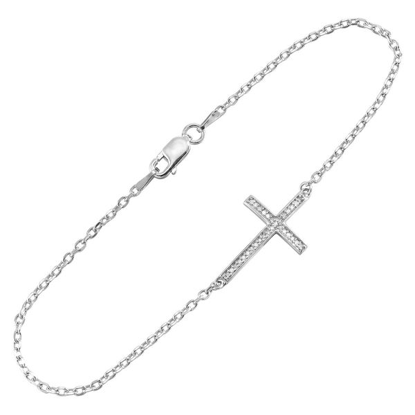 White Cross Sterling Silver Diamond Bracelet .10 CTW Bradley's Jewelers Jacksonville, NC