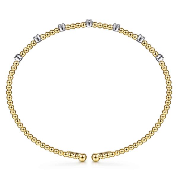 Gabriel & Co 14K White & Yellow Gold Bujukan Diamond Stations Bangle – Bujukan Collection Image 3 Bradley's Jewelers Jacksonville, NC