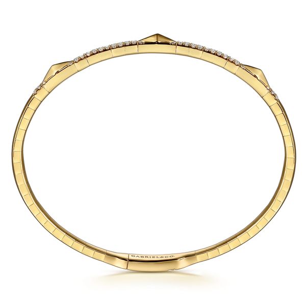 Gabriel & Co 14K Yellow Gold Diamond Bangle with Pyramid Rhombus Stations – Kaslique Collection Image 3 Bradley's Jewelers Jacksonville, NC